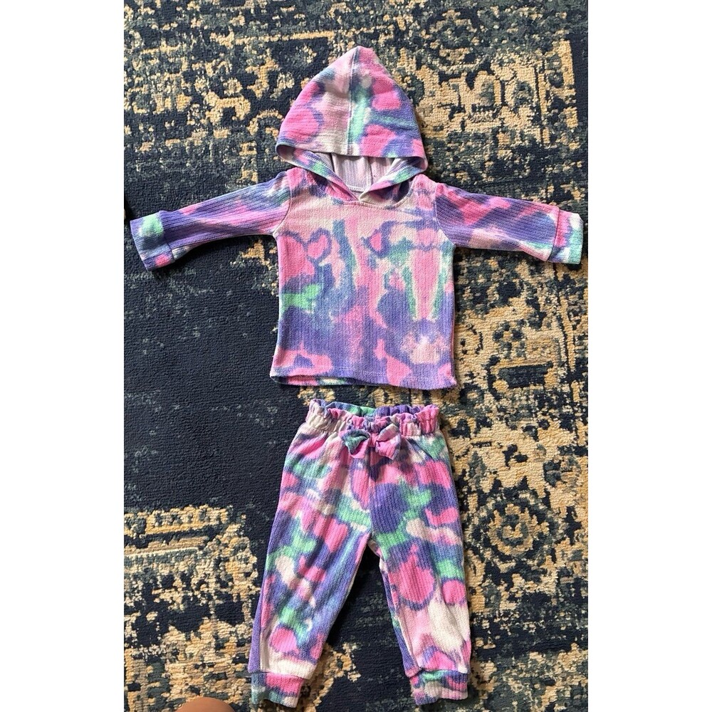 dELiA*s Baby Girls Tie Dye Hoodie & Jogger Pants Set – 12M